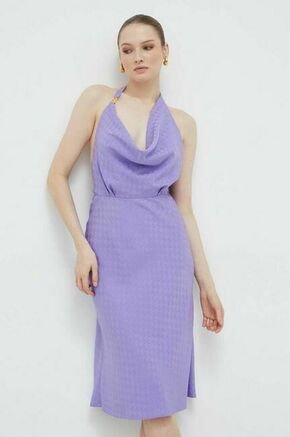 Obleka Elisabetta Franchi vijolična barva - vijolična. Obleka iz kolekcije Elisabetta Franchi. Model izdelan iz tanke