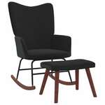 shumee Gugalni stol s stolčkom črn žamet in PVC