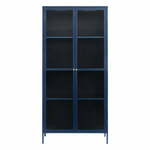 Temno modra kovinska vitrina 90x190 cm Bronco – Unique Furniture