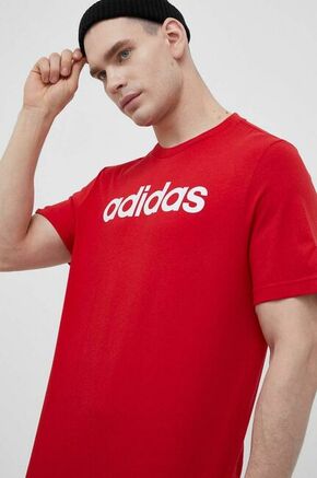 Bombažna kratka majica adidas rdeča barva - rdeča. Kratka majica iz kolekcije adidas. Model izdelan iz pletenine s potiskom. Lahek in udoben model