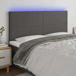 Greatstore LED posteljno vzglavje sivo 180x5x118/128 cm umetno usnje