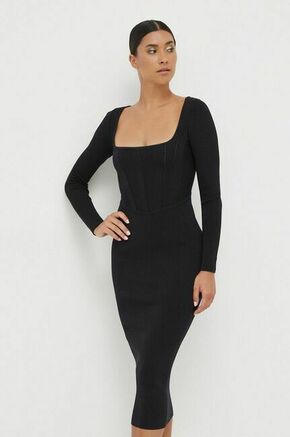 Obleka Pinko črna barva - črna. Obleka iz kolekcije Pinko. Model izdelan iz enobarvne pletenine. Material z optimalno elastičnostjo zagotavlja popolno svobodo gibanja.