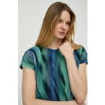 Majica Armani Exchange ženska - modra. Bluza iz kolekcije Armani Exchange izdelana iz vzorčaste tkanine. Model iz izjemno udobne, zračne tkanine.