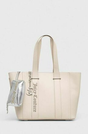 Torbica Juicy Couture bež barva - bež. Velika nakupovalna torbica iz kolekcije Juicy Couture. Model na zapenjanje