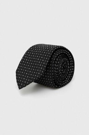 Svilena kravata HUGO črna barva - črna. Kravata iz kolekcije HUGO. Model izdelan iz vzorčaste tkanine. Visokokakovosten