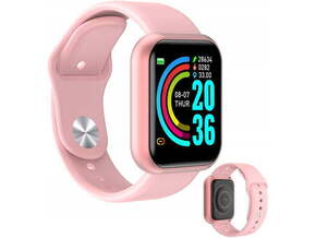 DEXXER LCD pametna ura silikonska zapestnica Android in iOS L18 roza bluetooth L18PINK