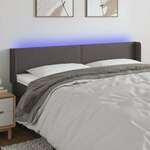 Greatstore LED posteljno vzglavje sivo 163x16x78/88 cm umetno usnje