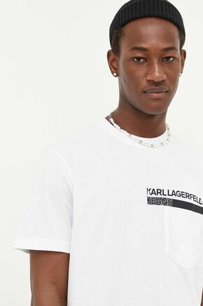 Bombažna kratka majica Karl Lagerfeld Jeans bela barva - bela. Kratka majica iz kolekcije Karl Lagerfeld Jeans