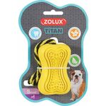 Zolux Igrača za pse TITAN gumijasta kost z vrvjo S rumena
