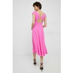 Obleka Emporio Armani roza barva - roza. Elegantna obleka iz kolekcije Emporio Armani. Nabran model, izdelan iz lahke tkanine. Zračen, tanek material.