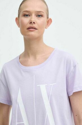 Armani Exchange kratka majica - vijolična. Kratka majica iz kolekcije Armani Exchange. Model izdelan iz rahlo elastične pletenine.