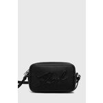 Torbica Karl Lagerfeld črna barva, 245W3094 - črna. Majhna torbica iz kolekcije Karl Lagerfeld. Model na zapenjanje, izdelan iz ekološkega usnja.