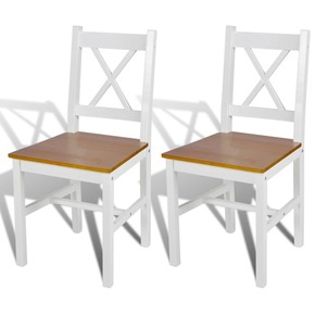 Jedilni stoli 2 kosa beli iz borovine