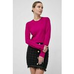 Volnen pulover Pinko ženski, vijolična barva - vijolična. Pulover iz kolekcije Pinko. Model izdelan iz enobarvne pletenine. Zaradi svoje visoke termoregulacijske sposobnosti vam volna pomaga ohranjati toploto, ko je hladno, in svežino, ko je toplo.