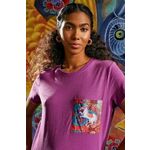 Bombažna kratka majica Medicine ženski, vijolična barva - vijolična. Kratka majica iz posebne kolekcije Jane Tattersfield x Medicine. Model izdelan iz pletenine s potiskom.