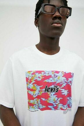 Bombažna kratka majica Levi's bela barva - bela. Ohlapna kratka majica iz kolekcije Levi's