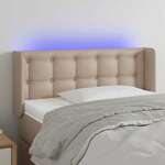 shumee LED posteljno vzglavje kapučino 93x16x78/88 cm umetno usnje