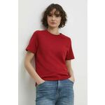 Kratka majica Answear Lab ženski, rdeča barva - rdeča. Kratka majica iz kolekcije Answear Lab, izdelana iz enobarvne pletenine. Zaradi vsebnosti poliestra je tkanina bolj odporna na gubanje.