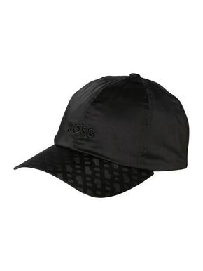 Kapa s šiltom BOSS črna barva - črna. Kapa s šiltom vrste 6-panel iz kolekcije BOSS. Model izdelan iz materiala z nalepko.