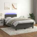 shumee Box spring postelja z vzmetnico LED temno siva 120x200 cm žamet