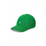 Otroška bombažna bejzbolska kapa Polo Ralph Lauren zelena barva - zelena. Otroški kapa s šiltom vrste baseball iz kolekcije Polo Ralph Lauren. Model izdelan iz enobarvnega materiala.