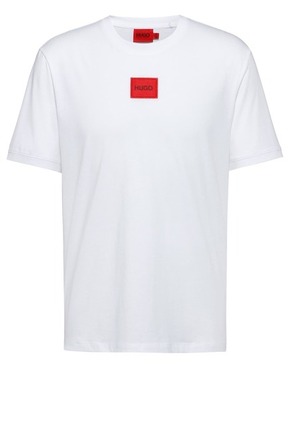 Bombažen t-shirt HUGO bela barva - bela. T-shirt iz kolekcije HUGO. Model izdelan iz tanke