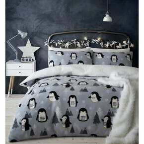 Siva posteljnina iz mikropliša Catherine Lansfield Cosy Penguin
