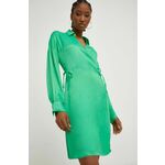 Obleka Answear Lab zelena barva - zelena. Obleka iz kolekcije Answear Lab. Model izdelan iz enobarvne tkanine. Model iz satenaste tkanine, ki se hitro suši in je odporna na gubanje.