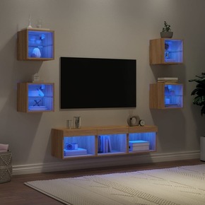 Vidaxl Komplet TV omaric LED 7-delni sonoma hrast inženirski les