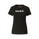Kratka majica HUGO ženski, bela barva - bela. Kratka majica iz kolekcije HUGO. Model izdelan iz pletenine s potiskom.