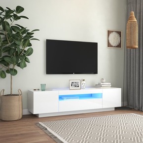 TV omarica z LED lučkami visok sijaj bela 160x35x40 cm