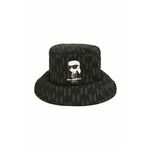 Otroški klobuk Karl Lagerfeld črna barva - črna. Otroške klobuk iz kolekcije Karl Lagerfeld. Model z ozkim robom, izdelan iz vzorčastega materiala.