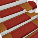 Greatstore Preproge za stopnice 5 kosov 65x25 cm rdeče