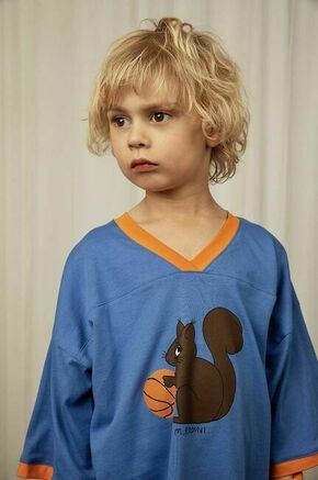 Otroška bombažna kratka majica Mini Rodini - modra. Otroške kratka majica iz kolekcije Mini Rodini. Model izdelan iz tanke
