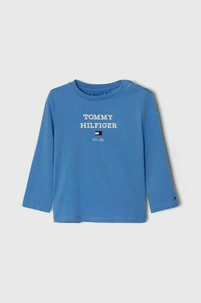 Majica z dolgimi rokavi za dojenčka Tommy Hilfiger - modra. Majica z dolgimi rokavi za dojenčka iz kolekcije Tommy Hilfiger. Model izdelan iz materiala