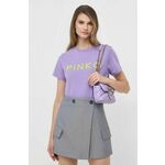 Bombažna kratka majica Pinko vijolična barva - vijolična. Kratka majica iz kolekcije Pinko, izdelana iz tanke, elastične pletenine. Model iz izjemno udobne bombažne tkanine.