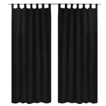 vidaXL 2 kosa črnih satenasih zaves z obročki 140 x 245 cm