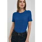Kratka majica MAX&amp;Co. ženski - modra. Kratka majica iz kolekcije MAX&amp;Co. Model izdelan iz vzorčaste pletenine.