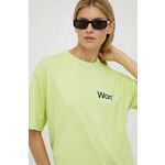 Kratka majica Won Hundred ženski, zelena barva - zelena. Kratka majica iz kolekcije Won Hundred, izdelana iz pletenine, prijetne na otip. Model iz izjemno udobne tkanine z visoko vsebnostjo bombaža.