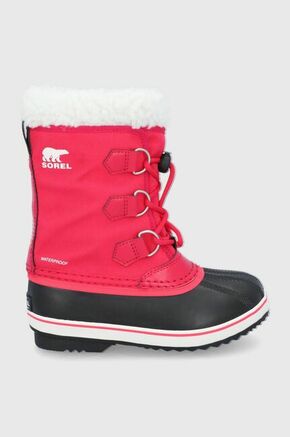 Otroške snežke Sorel rdeča barva - rdeča. Zimski čevlji iz kolekcije Sorel. Podloženi model
