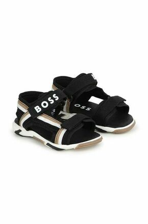 Otroški sandali BOSS črna barva - črna. Otroški sandali iz kolekcije BOSS. Model izdelan iz tekstilnega materiala.