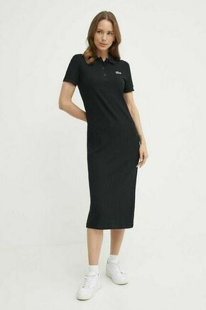 Obleka Lacoste črna barva - črna. Obleka iz kolekcije Lacoste. Model izdelan iz enobarvne pletenine. Model iz izjemno udobne tkanine z visoko vsebnostjo viskoze.