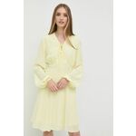 Obleka Ivy Oak rumena barva, - rumena. Lahkotna obleka iz kolekcije Ivy Oak. Nabran model izdelan iz enobarvne tkanine. Lahek material, namenjen za toplejše letne čase.