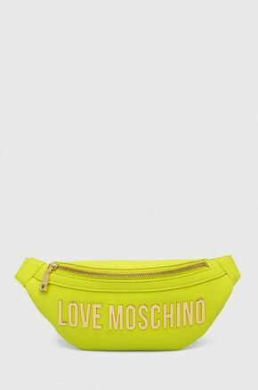 Torbica za okoli pasu Love Moschino zelena barva - zelena. Majhna pasna torbica iz kolekcije Love Moschino. Model na zapenjanje
