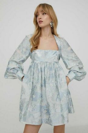 Obleka Stine Goya - modra. Obleka iz kolekcije Stine Goya. Model izdelan iz vzorčaste tkanine. Izrazit model za posebne priložnosti.