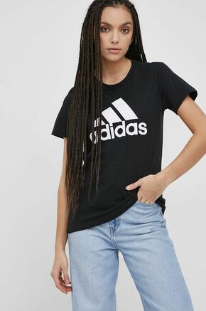 Bombažen t-shirt adidas črna barva - črna. T-shirt iz kolekcije adidas. Model izdelan iz pletenine s potiskom.