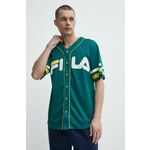 Kratka majica Fila Lashio moška, zelena barva, FAM0652 - zelena. Kratka majica iz kolekcije Fila, izdelana iz elastične pletenine. Model iz izjemno udobne, zračne tkanine.