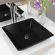 vidaXL Keramični umivalnik kvadratne oblike črne barve 41,5x41,5x12 cm