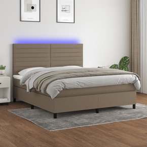 VidaXL Box spring postelja z vzmetnico LED taupe 160x200 cm blago