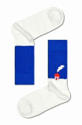 Nogavice Happy Socks - modra. Visoke nogavice iz kolekcije Happy Socks. Model izdelan iz elastičnega